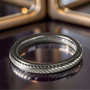 Judith Ripka 925 Sterling Silver Cable Band Ring – Size 7.75, 4.64g Signed 7 3/4